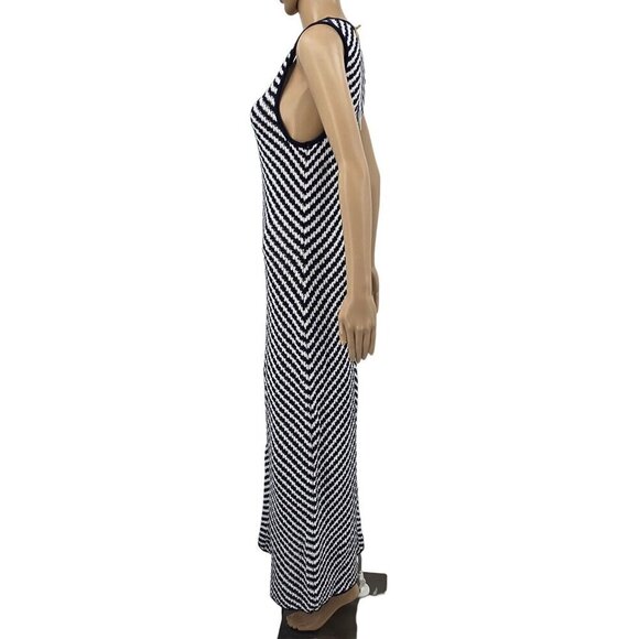 House of Harlow 1960 Navy/White Sleevless Maxi Dress, Women's Large - Picture 3 of 13